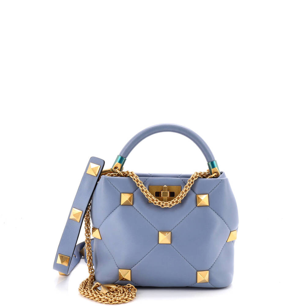 Valentino Garavani Small Roman Stud Top Handle Bag Quilted Leather
